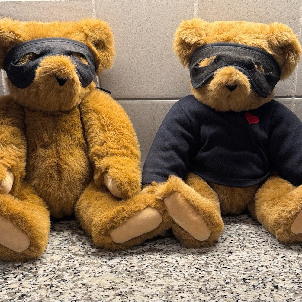 2 Vermont Teddy Bears with Black Mask/Bandit